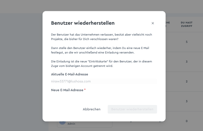 Benutzer wiederherstellen