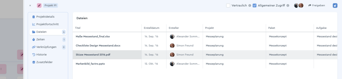 Dateiübersicht im Projekt