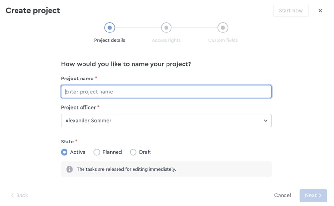 How to create a new project