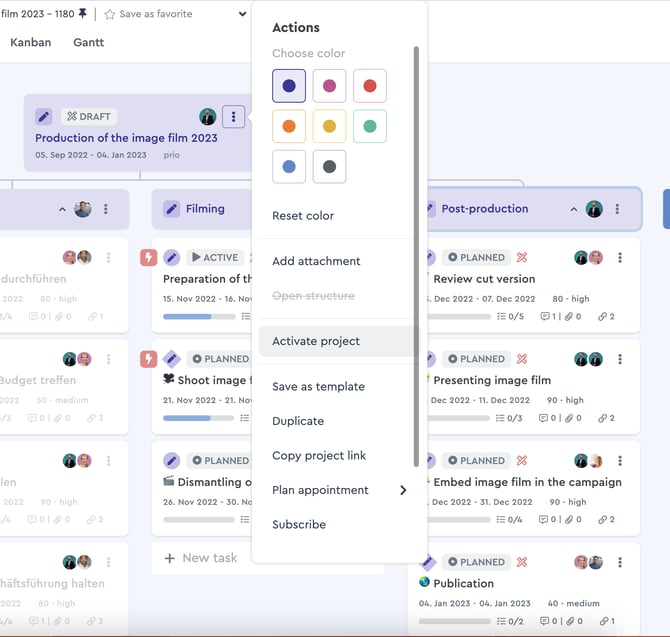How to activate a project