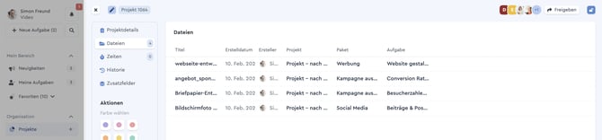 Im Reiter “Dokumente” des Projekts findest Du alle Anhänge