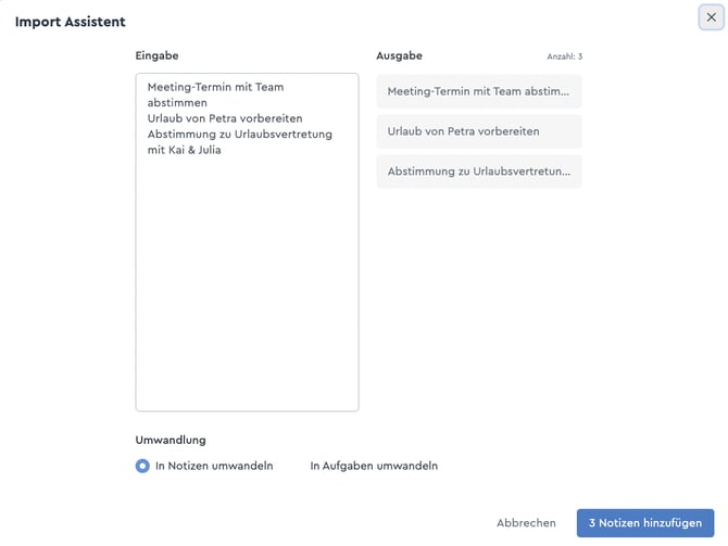 Aufzählungen werden zu Listenpunkte in factro