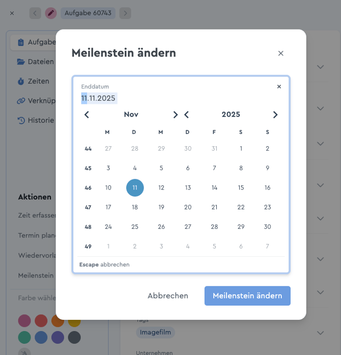 Meilenstein festlegen