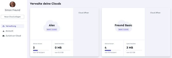 So kannst Du eine neue Cloud anlegen