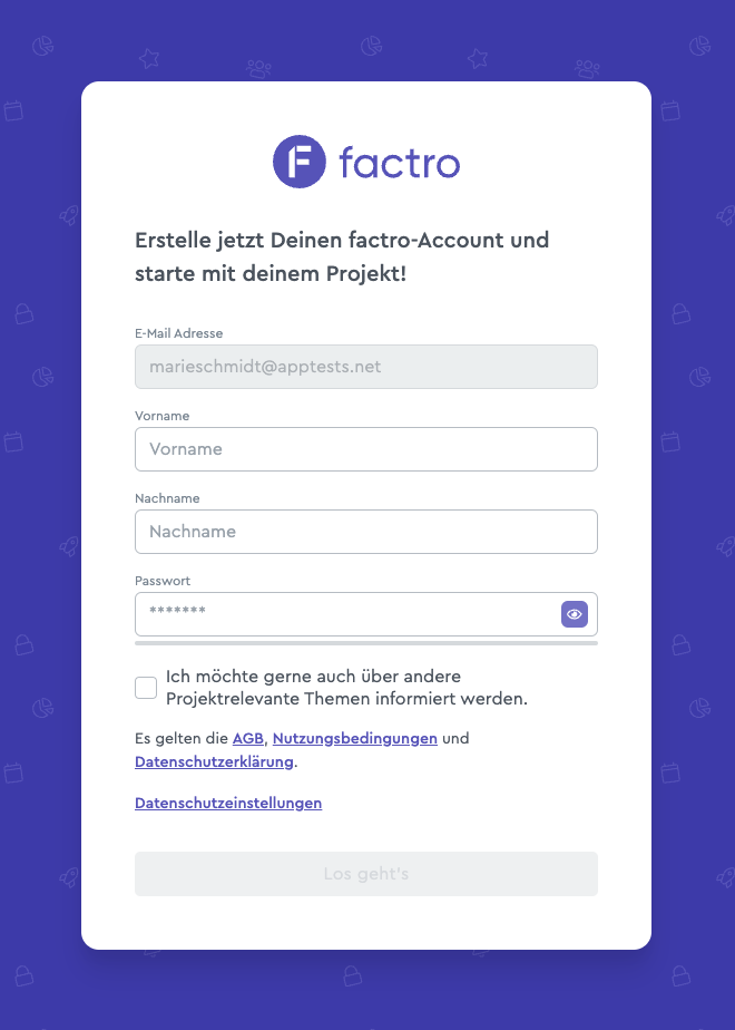 The onboarding mask in factro