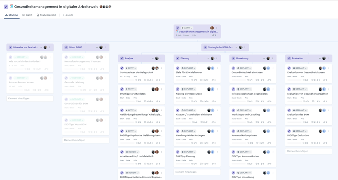 Screenshot vom Projektstrukturbaum in factro