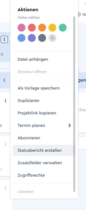 So gelangst Du zu dem Punkt "Statusbericht erstellen"