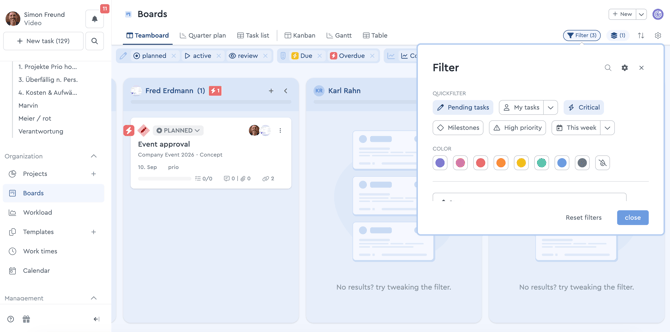 Teamboard filter