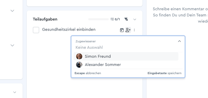 Teilaufgaben hinzufügen