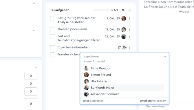Teilaufgaben im Team verteilen