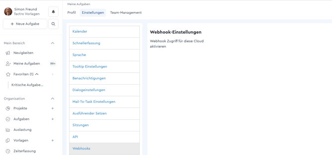 Webhooks aktivieren