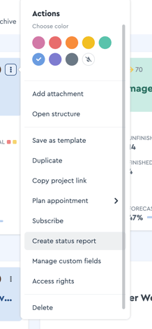 A screenshot of how you create a project report