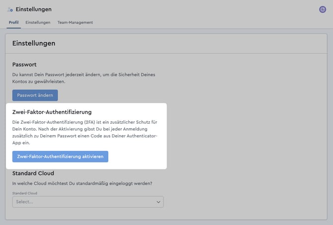 2FA in den persönlichen Einstellungen für Dich selbst einrichten
