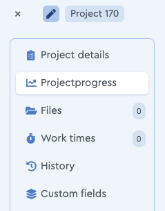 The menu bar where you click on project progress